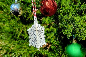 3D Snowflake Ornament, Snowflake Ornament, 3D Christmas Ornaments, Wood Cut Snowflake, White Snowflake, Snowflake Decor, Wooden Snowflake