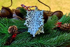 3D Snowflake Ornament, Snowflake Ornament, 3D Christmas Ornaments, Wood Cut Snowflake, White Snowflake, Snowflake Decor, Wooden Snowflake