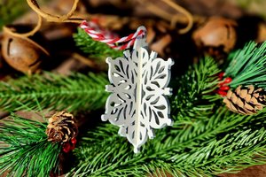 3D Snowflake Ornament, Snowflake Ornament, 3D Christmas Ornaments, Wood Cut Snowflake, White Snowflake, Snowflake Decor, Wooden Snowflake