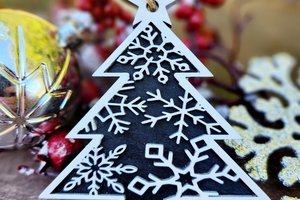 Snowflake Christmas Tree Ornament || Layered Snowflake || Retro Tree || Vintage Tree || 3D Tree Ornament || 3D Snowflake Ornament