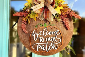 Pumpkin Door Hanger, Fall Door Sign, Welcome To Our Patch Sign, Thanksgiving Door Hanger, Autumn Welcome Sign, Halloween Door Sign, 3D sign