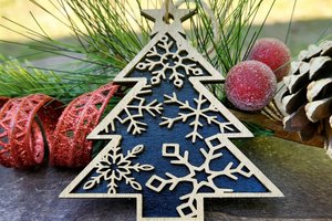 Snowflake Christmas Tree Ornament || Layered Snowflake || Retro Tree || Vintage Tree || 3D Tree Ornament || 3D Snowflake Ornament