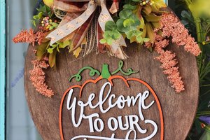 Pumpkin Door Hanger, Fall Door Sign, Welcome To Our Patch Sign, Thanksgiving Door Hanger, Autumn Welcome Sign, Halloween Door Sign, 3D sign