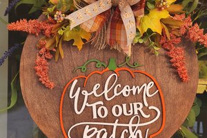 Pumpkin Door Hanger, Fall Door Sign, Welcome To Our Patch Sign, Thanksgiving Door Hanger, Autumn Welcome Sign, Halloween Door Sign, 3D sign