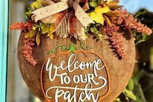 Pumpkin Door Hanger, Fall Door Sign, Welcome To Our Patch Sign, Thanksgiving Door Hanger, Autumn Welcome Sign, Halloween Door Sign, 3D sign