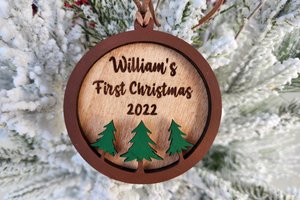 First Christmas Ornament, Cabin Ornament, Personalized Christmas Ornament, 3D Ornament, Rustic Ornament, Custom Christmas Ornament
