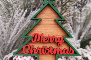 3D Wood Ornament, Merry Christmas Ornament, Red And Green Ornament, Wood Ornament, Layered Ornament, Retro Ornament, Modern Ornament, 3D