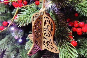 Christmas Bell Ornaments, Wood Bells Ornaments, Christmas Tree Bells, 3D Snowflake, Bulk Ornaments, Bell Tree Ornament, 3D Ornament