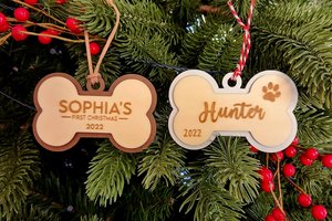 Custom Dog Ornament, Dog Bone Ornament, Dog Ornament, Custom Pet Ornament, Pet Ornament