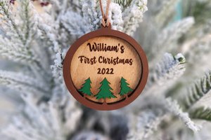 First Christmas Ornament, Cabin Ornament, Personalized Christmas Ornament, 3D Ornament, Rustic Ornament, Custom Christmas Ornament