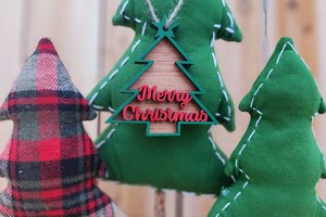 3D Wood Ornament, Merry Christmas Ornament, Red And Green Ornament, Wood Ornament, Layered Ornament, Retro Ornament, Modern Ornament, 3D