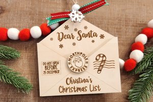 Custom Christmas List Ornament, Personalized Dear Santa Letter Ornament, Letter from Santa
