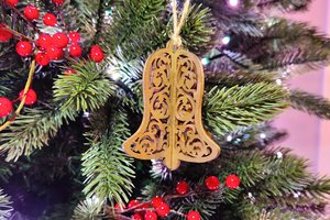 Christmas Bell Ornaments, Wood Bells Ornaments, Christmas Tree Bells, 3D Snowflake, Bulk Ornaments, Bell Tree Ornament, 3D Ornament