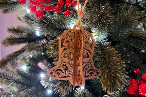 Christmas Bell Ornaments, Wood Bells Ornaments, Christmas Tree Bells, 3D Snowflake, Bulk Ornaments, Bell Tree Ornament, 3D Ornament
