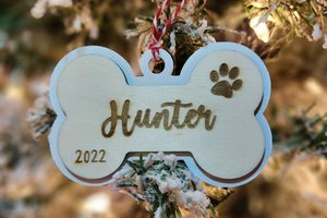 Custom Dog Ornament, Dog Bone Ornament, Dog Ornament, Custom Pet Ornament, Pet Ornament