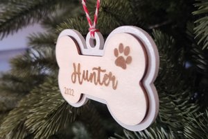 Custom Dog Ornament, Dog Bone Ornament, Dog Ornament, Custom Pet Ornament, Pet Ornament