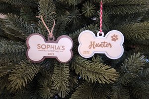 Custom Dog Ornament, Dog Bone Ornament, Dog Ornament, Custom Pet Ornament, Pet Ornament