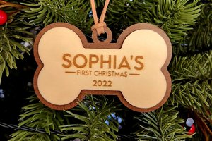 Custom Dog Ornament, Dog Bone Ornament, Dog Ornament, Custom Pet Ornament, Pet Ornament