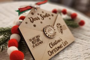 Custom Christmas List Ornament, Personalized Dear Santa Letter Ornament, Letter from Santa