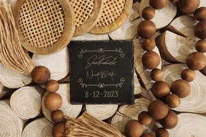Custom Wedding Coasters With REAL SIGNATURES, Personalized Wedding Coasters, Custom Stone Coasters, Custom Slate Coasters