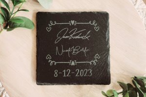 Custom Wedding Coasters With REAL SIGNATURES, Personalized Wedding Coasters, Custom Stone Coasters, Custom Slate Coasters