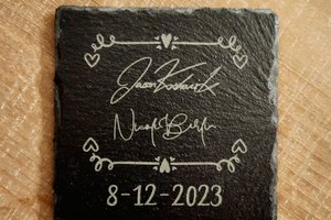 Custom Wedding Coasters With REAL SIGNATURES, Personalized Wedding Coasters, Custom Stone Coasters, Custom Slate Coasters