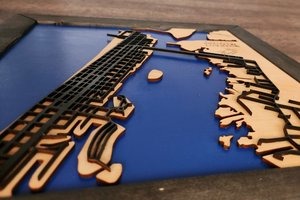 Custom Wood Map, 3D Map, City Map, River Map, Lake Map, House Map, Home Map, Wooden Map