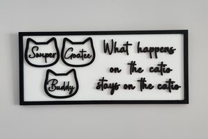 Custom Catio Sign - Large Cat Head Ornament Sign - Cat Memorial