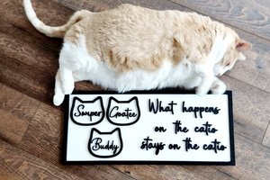 Custom Catio Sign - Large Cat Head Ornament Sign - Cat Memorial