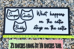 Custom Catio Sign - Large Cat Head Ornament Sign - Cat Memorial