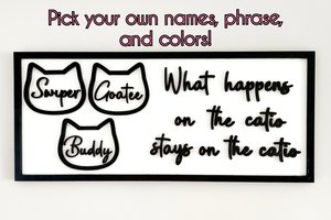 Custom Catio Sign - Large Cat Head Ornament Sign - Cat Memorial