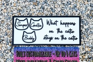 Custom Catio Sign - Large Cat Head Ornament Sign - Cat Memorial