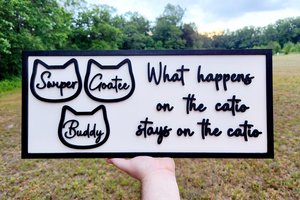 Custom Catio Sign - Large Cat Head Ornament Sign - Cat Memorial