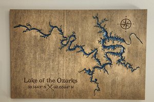Custom Lake Map, River Map, Bay Map, Lake House Decor, 3D Map Art
