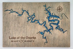 Custom Lake Map, River Map, Bay Map, Lake House Decor, 3D Map Art