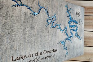 Custom Lake Map, River Map, Bay Map, Lake House Decor, 3D Map Art