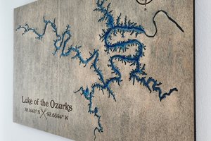 Custom Lake Map, River Map, Bay Map, Lake House Decor, 3D Map Art