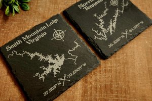 Custom Any Lake Drink Coasters, Lake Beverage Coasters, Lake House Decor, Fishing Gift, Boating Gift