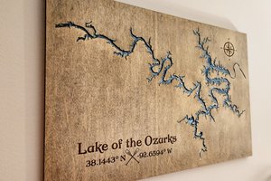 Custom Lake Map, River Map, Bay Map, Lake House Decor, 3D Map Art