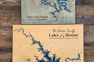 Custom Lake Map, River Map, Bay Map, Lake House Decor, 3D Map Art