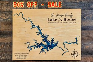 Custom Lake Map, River Map, Bay Map, Lake House Decor, 3D Map Art