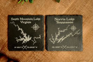 Custom Any Lake Drink Coasters, Lake Beverage Coasters, Lake House Decor, Fishing Gift, Boating Gift