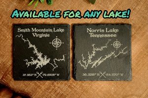 Custom Any Lake Drink Coasters, Lake Beverage Coasters, Lake House Decor, Fishing Gift, Boating Gift