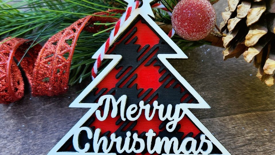 Buffalo Check Ornaments, Buffalo Plaid Ornaments, Layered Christmas Ornaments, Checkered Ornament, Buffalo Plaid, Red and Black Buffalo