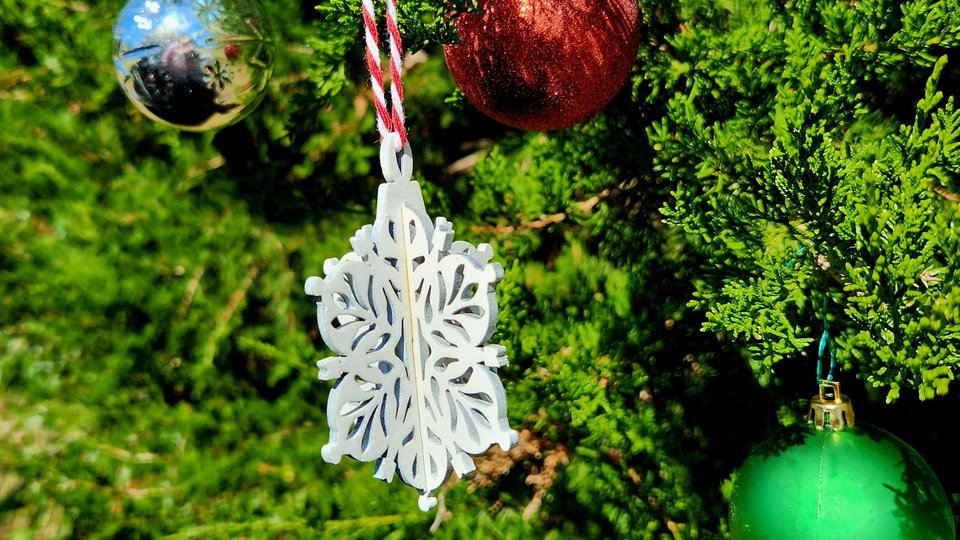 3D Snowflake Ornament, Snowflake Ornament, 3D Christmas Ornaments, Wood Cut Snowflake, White Snowflake, Snowflake Decor, Wooden Snowflake