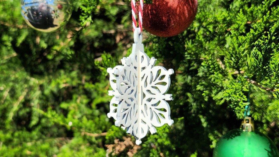 3D Snowflake Ornament, Snowflake Ornament, 3D Christmas Ornaments, Wood Cut Snowflake, White Snowflake, Snowflake Decor, Wooden Snowflake