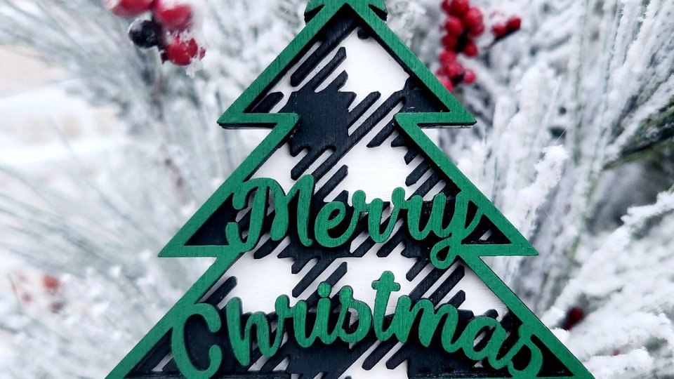 Buffalo Check Ornaments | Layered Christmas Ornaments | Checkered Ornament | Plaid Ornament | Buffalo Plaid | Green and White Christmas