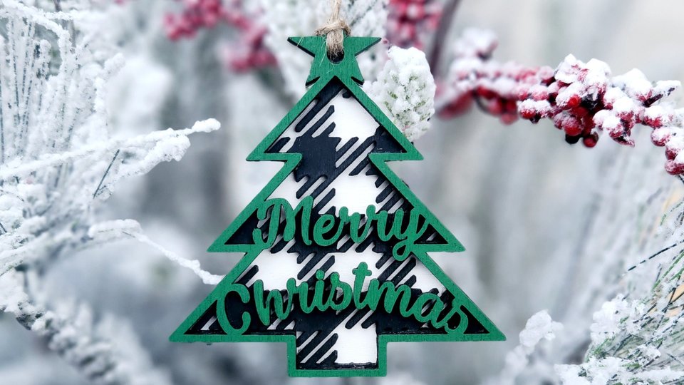 Buffalo Check Ornaments | Layered Christmas Ornaments | Checkered Ornament | Plaid Ornament | Buffalo Plaid | Green and White Christmas