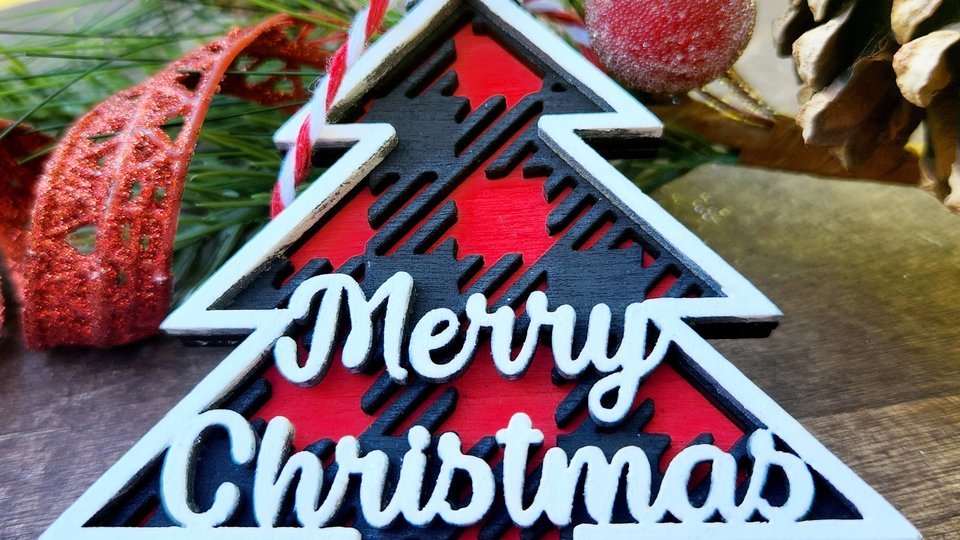 Buffalo Check Ornaments, Buffalo Plaid Ornaments, Layered Christmas Ornaments, Checkered Ornament, Buffalo Plaid, Red and Black Buffalo
