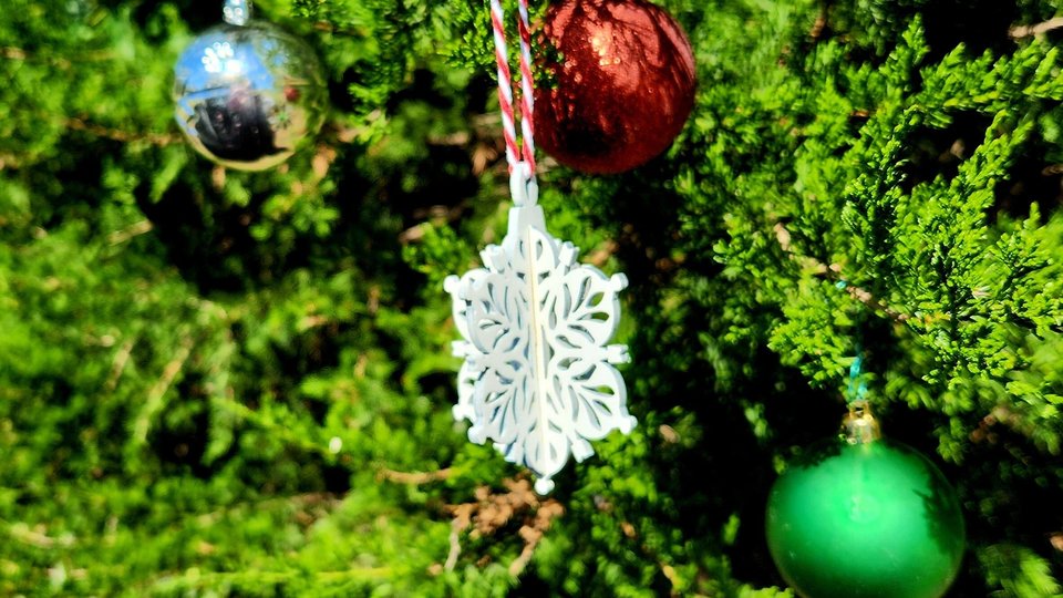 3D Snowflake Ornament, Snowflake Ornament, 3D Christmas Ornaments, Wood Cut Snowflake, White Snowflake, Snowflake Decor, Wooden Snowflake